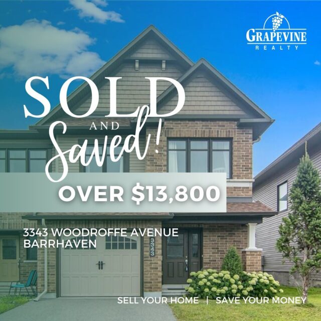 Another home #SoldAndSaved!!! Congratulations to Ryan’s clients on the sale of 3343 Woodroffe Avenue, in Barrhaven! These sellers SAVED OVER $13,800 by selling their home with Ryan and Grapevine Realty! Thank you for choosing Grapevine to sell your home.

Ready to sell and save? Reach out today!
Grapevine Realty
📱 613.829.1000
💻 GRAPEVINE.CA

#GrapevineRealty #SellBuySave #Congratulations #RyanRogersTheRealtor #JustSold #JustSaved #SellAndSave #OttawaRealEstate #OttawaHomes #GreatValue #SaveBig #LowerCommissions #QualityService #LocalRealtor #Ottawa #OttawaLife #SellOttawaHomes #OttawaRealEstateAgent #OttawaProperties #613Ottawa #MyOttawa #Kanata #Barrhaven #Orleans #OttawaLiving #SupportSmallBusiness #Stittsville #OttawaRealtor #StittsvilleBusiness

*These commission savings are as compared to paying 5%+HST.