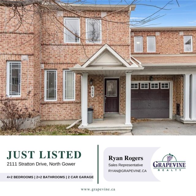 #JustListed 426 Cresthaven Drive, in Barrhaven. 

Calling all first time home buyers and investors. Exceptionally priced - 426 Cresthaven is a well maintained 3 bedroom, 2.5 bathroom, OVERSIZED townhome! Located in a highly convenient area of Barrhaven; just steps from shopping, multiple eateries, Movati, public transit, water and fabulous nature trails. This wonderful home offers an open living space, which flows effortlessly into the large kitchen/eating area with an island that overlooks all the action. What really sets this home apart from others is the private main floor office/den; perfect for anyone working from home! The second level is where you will find 3 family sized bedrooms, a well appointed primary ensuite and an additional full bathroom. The large finished basement offers additional living space, laundry and plenty of storage. Book your private showing today! 24hr notice required for all showings and visits.

MLS® NUMBER: 1323394

Reach out today for more information or to book a private showing!
Grapevine Realty
📱613.829.1000

#GrapevineRealty #SellBuySave #RyanRogersTheRealtor #SellBuySave #FreshOffTheVine #BarrhavenProperties #RealEstateRedefined #ReadyToBePicked #OttawaRealEstate #Ottawa #LiveOnMLS #Selling #ForSale #NewListing #Barrhaven #Grapevine #RealEstate #Realtor #OttawaRealtor #OttawaRealEstateMarket #OttawaProperties #LocallyOwned #LocallyOperated #StittsvilleBusiness